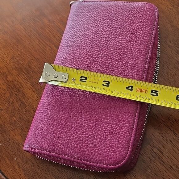 Wallet Thirty-One wallet pebble faux leather zip coin cash cards chic magenta - Picture 6 of 16